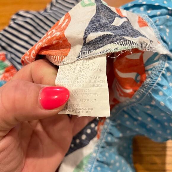 Eleanor Rose Rhonda Dress Size 6-7 Ruffle Knit Top Fish Casual Comfy Boutique - Picture 5 of 5